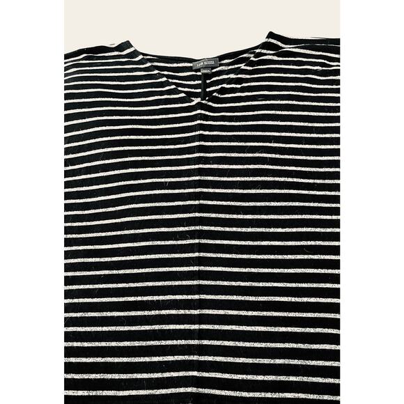 J.JILL WEAREVER 3/4 RAGLAN SLV PULL-OVER BLOUSE, WOMENS, MP, BLACK GREY STRIPES - Picture 3 of 12